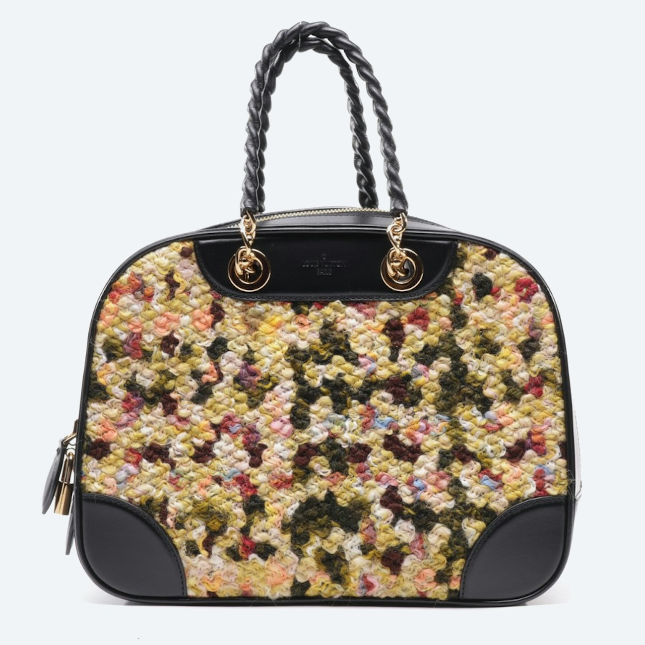 Image 1 of Tweed Calfskin Bowling Vanity Purse Multicolored in color Multicolored | Vite EnVogue