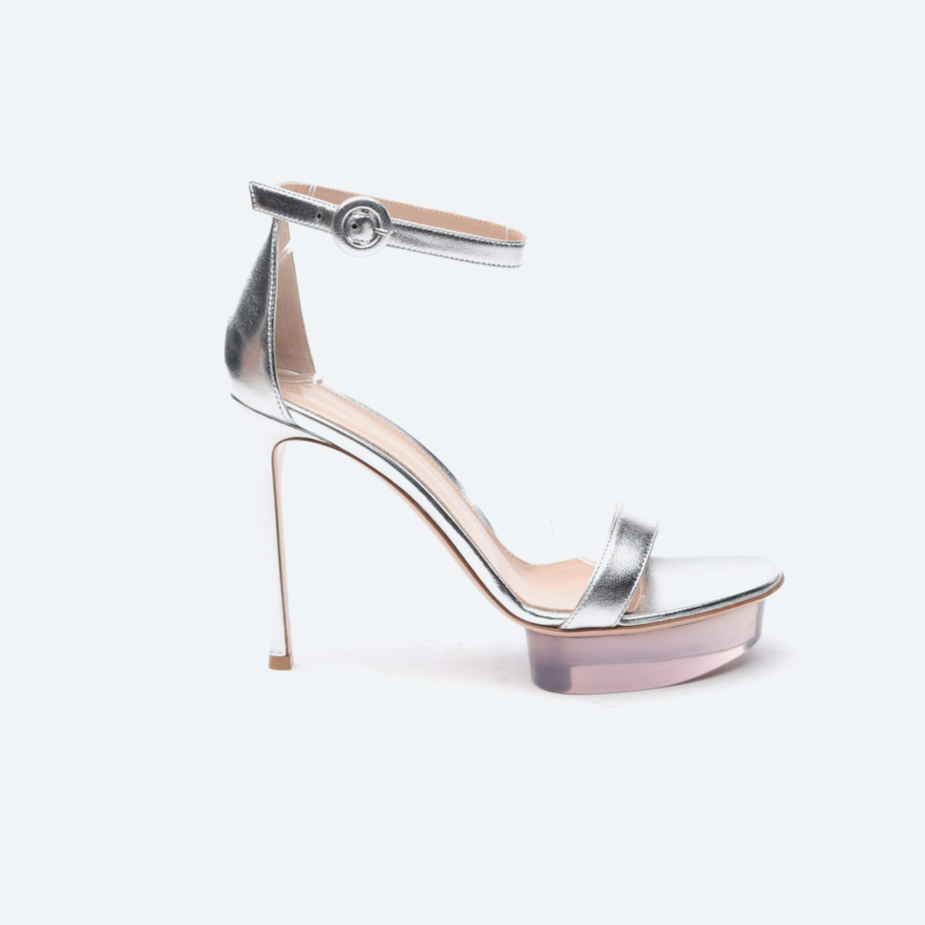 Image 1 of Heeled Sandals EUR 38.5 Silver in color Metallic | Vite EnVogue