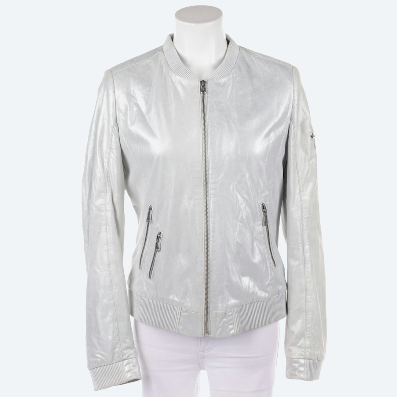 Image 1 of LeatherJacket 36 Lightgray in color Gray | Vite EnVogue