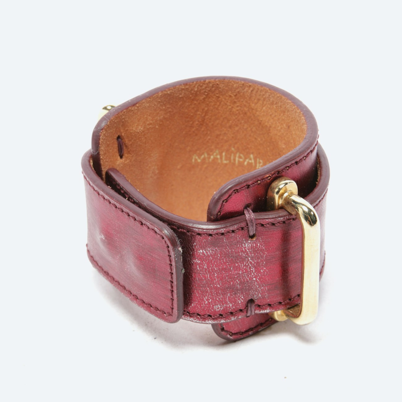 Image 1 of Leather Bracelet Bordeaux in color Red | Vite EnVogue