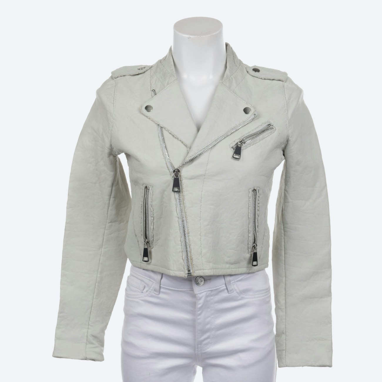 Image 1 of LeatherJacket 34 Lightgray in color Gray | Vite EnVogue