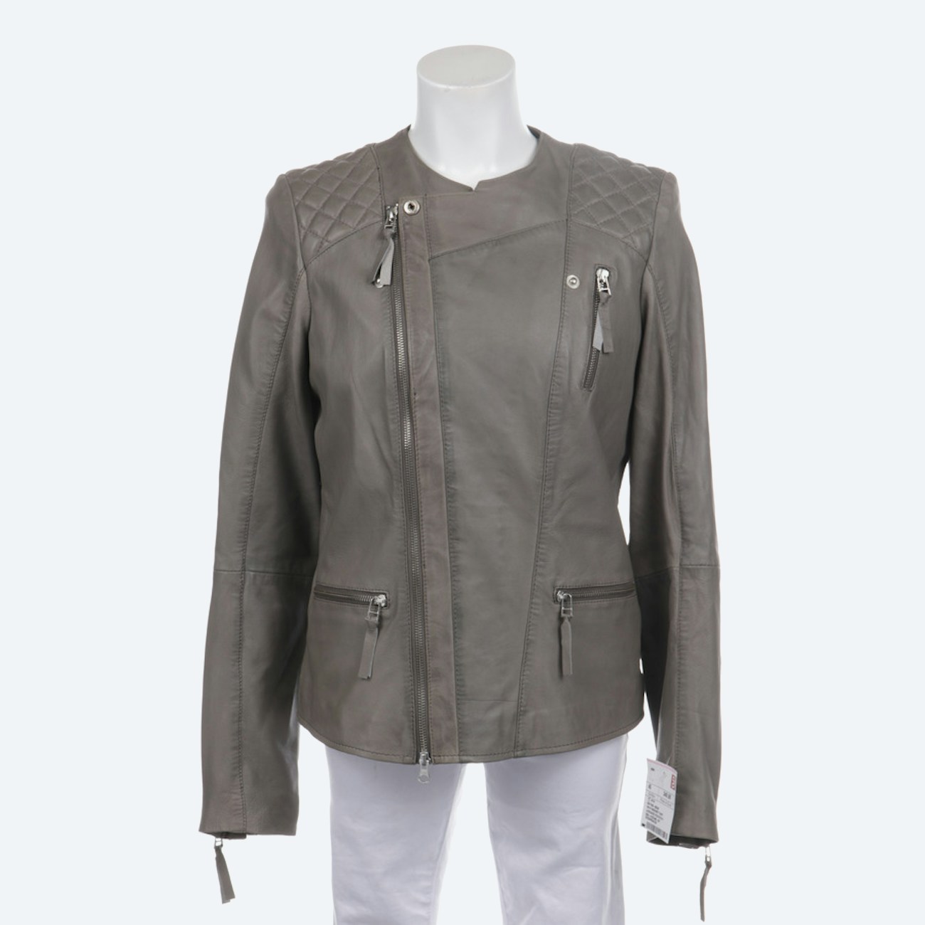 Image 1 of LeatherJacket 40 Gray green in color Gray | Vite EnVogue