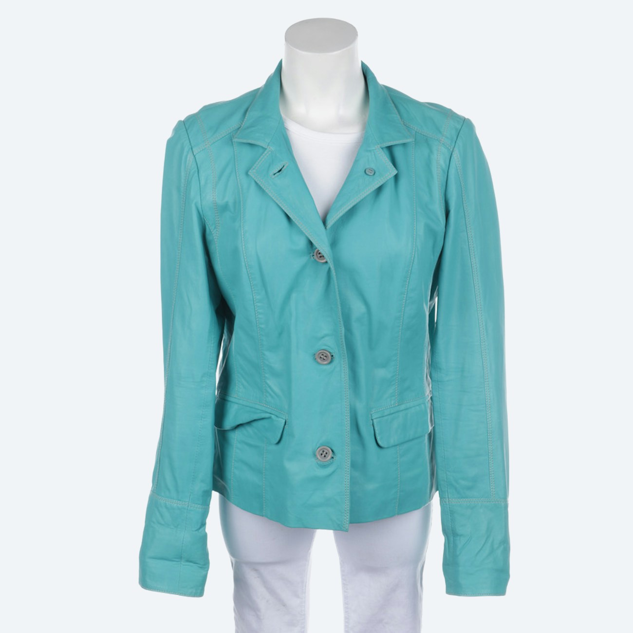 Image 1 of LeatherJacket 40 Turquoise in color Blue | Vite EnVogue