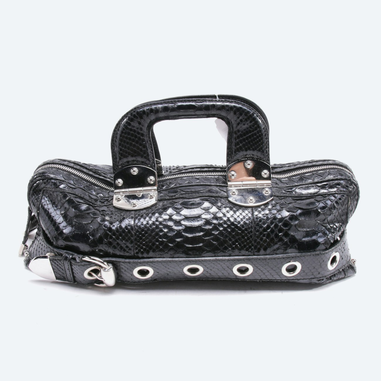 Image 1 of Romy Python Boston Bag Handbag Black in color Black | Vite EnVogue