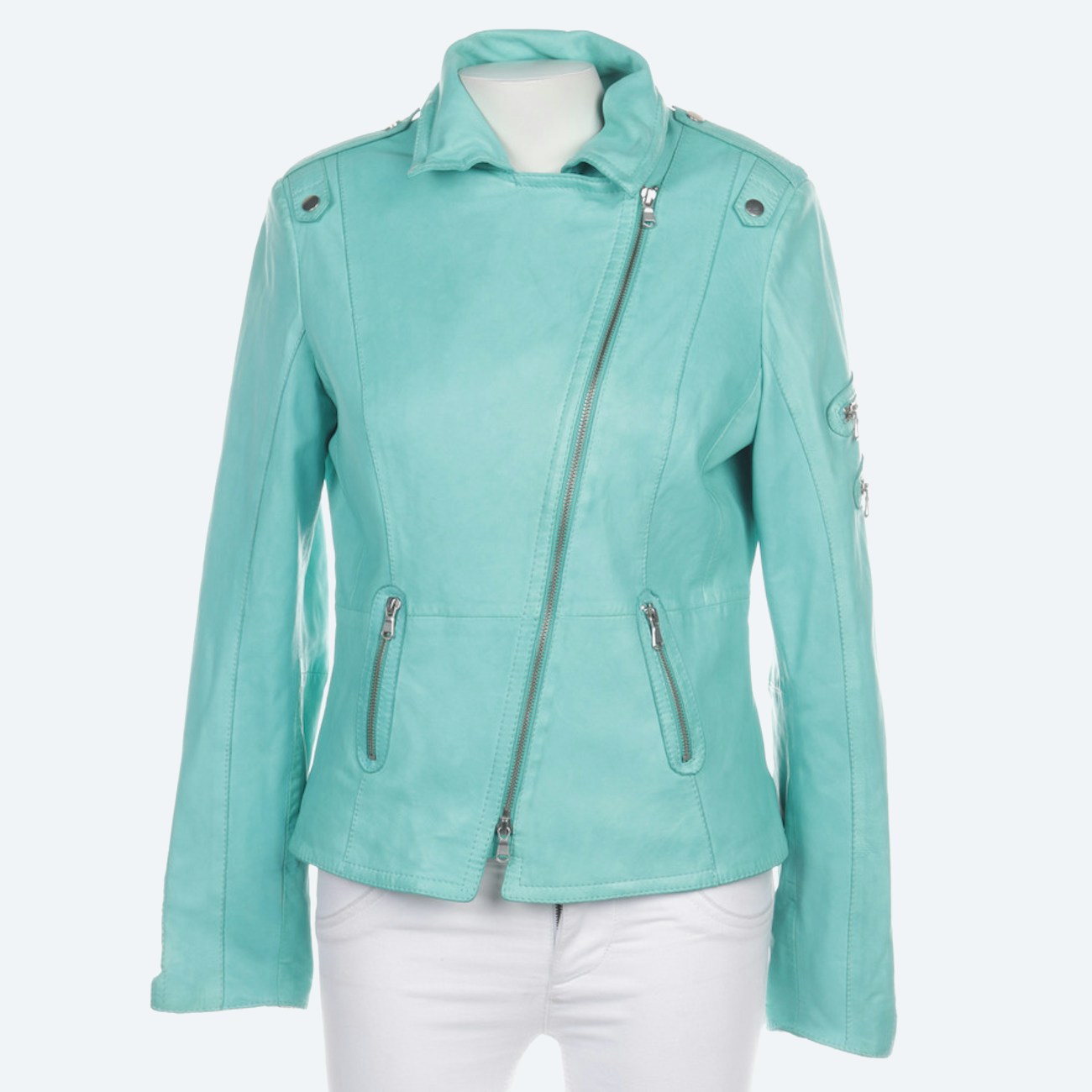 Image 1 of LeatherJacket 42 Turquoise in color Blue | Vite EnVogue