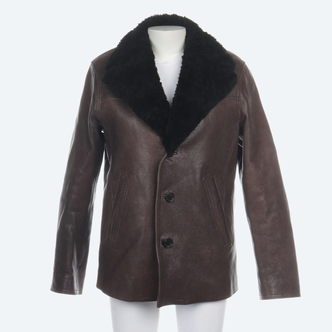 Image 1 of Sheepskin Jacket L Dark Brown in color Brown | Vite EnVogue