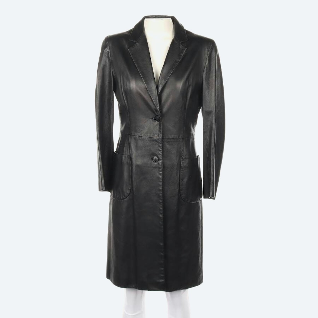 Image 1 of Leather Coat 32 Black in color Black | Vite EnVogue