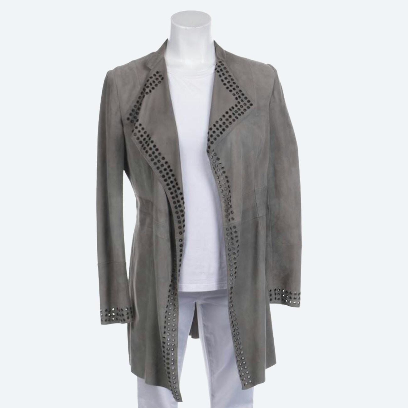 Image 1 of Leather Coat L Gray in color Gray | Vite EnVogue