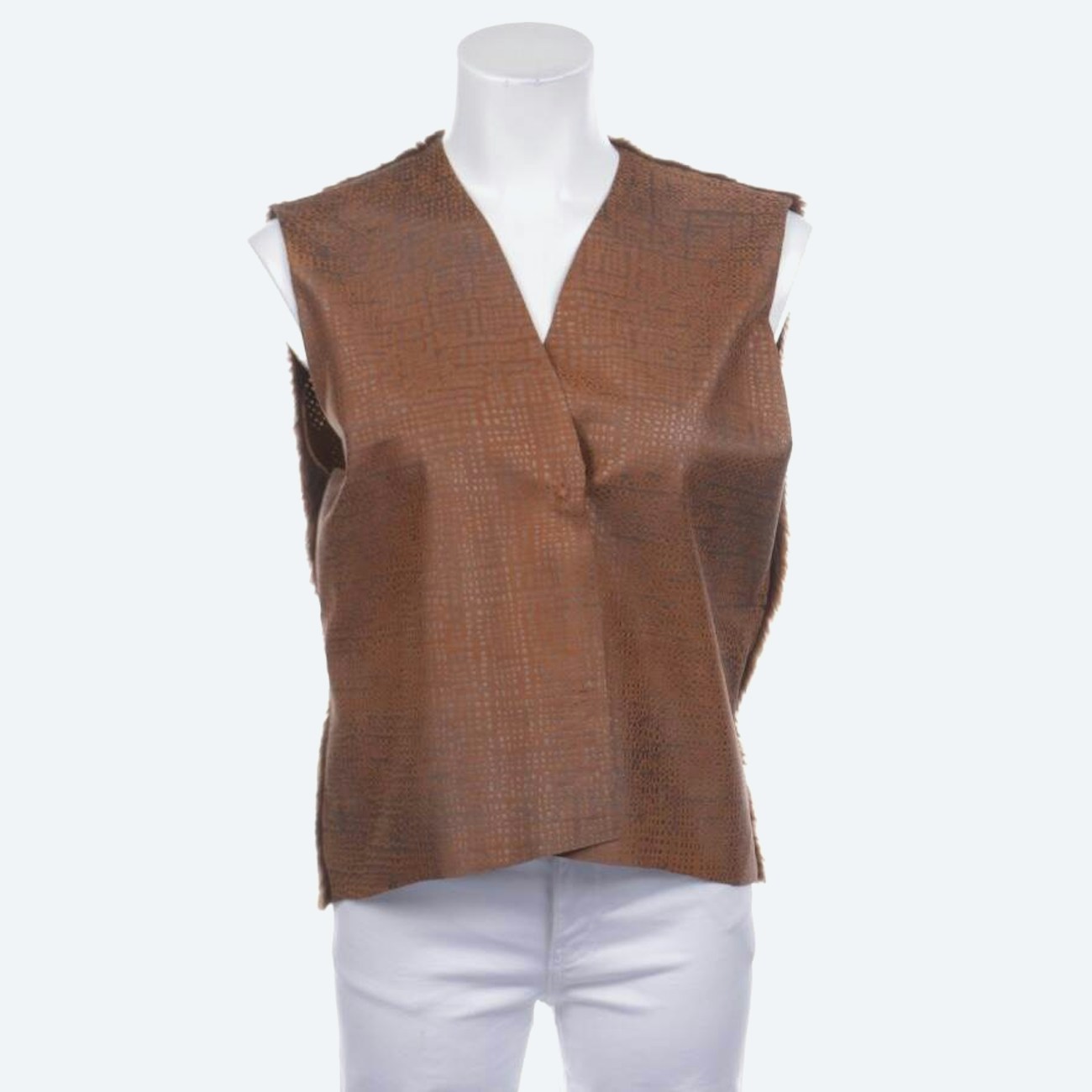 Image 1 of Leather Vest M Brown in color Brown | Vite EnVogue