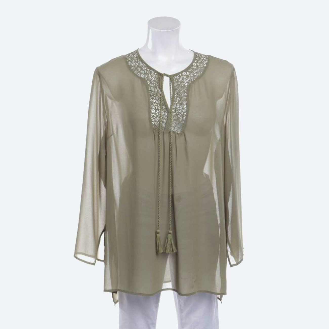 Image 1 of Shirt Blouse M Olive Green in color Green | Vite EnVogue