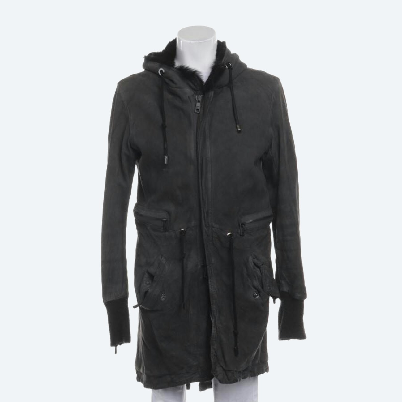 Image 1 of Leather Coat 38 Dark Gray in color Gray | Vite EnVogue