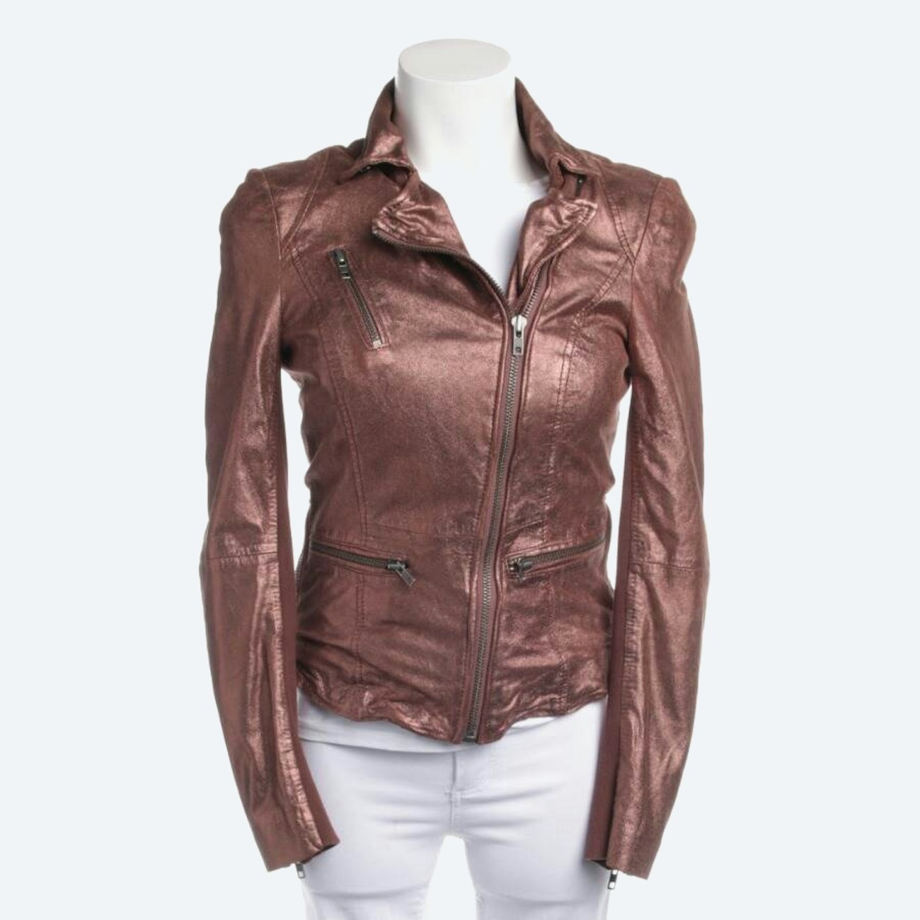 Image 1 of LeatherJacket 34 Rose Gold in color Metallic | Vite EnVogue
