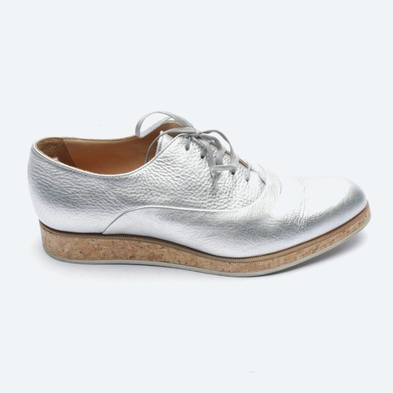 Image 1 of Lace-Up Shoes EUR38 Silver in color Metallic | Vite EnVogue