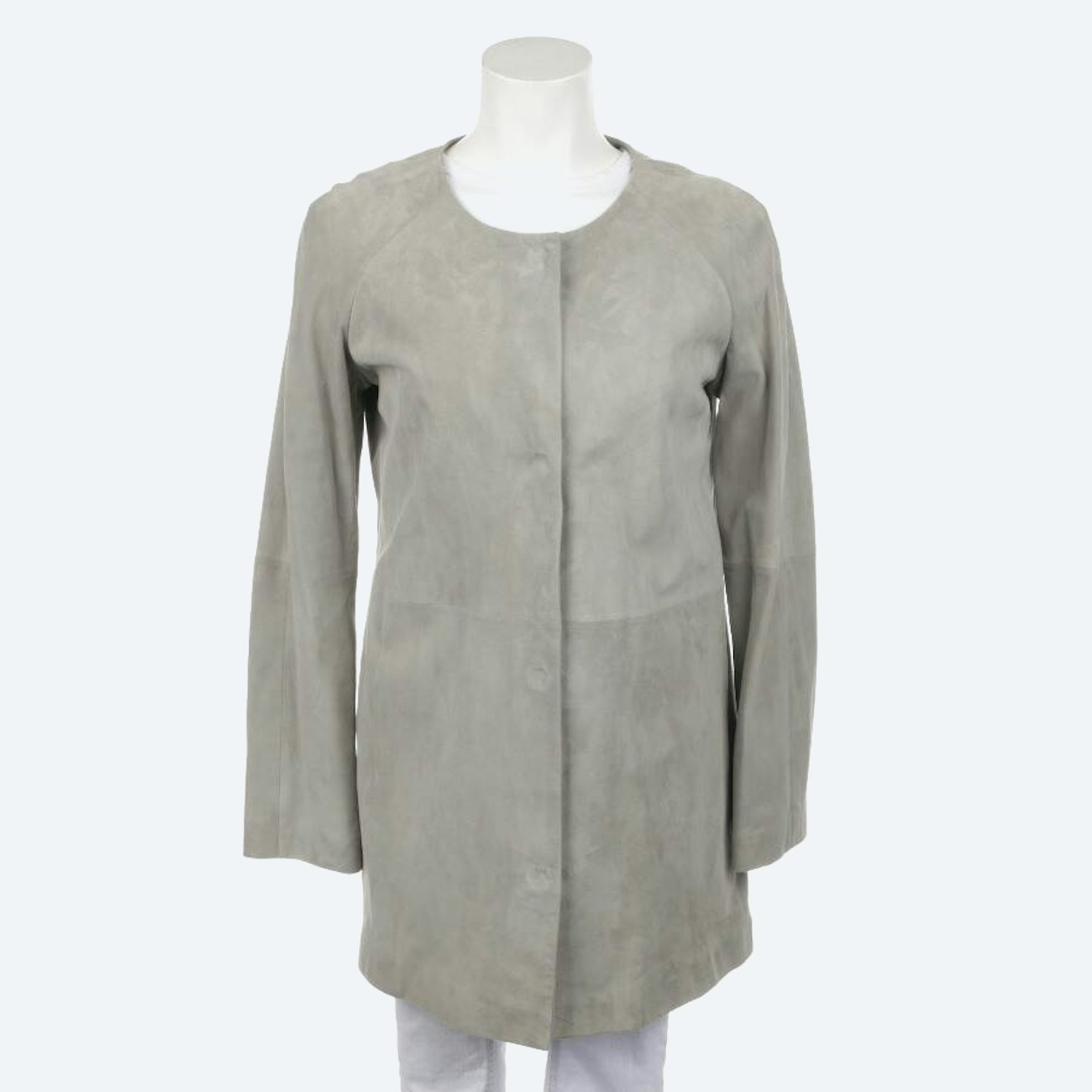 Image 1 of Leather Coat 38 Light Gray in color Gray | Vite EnVogue