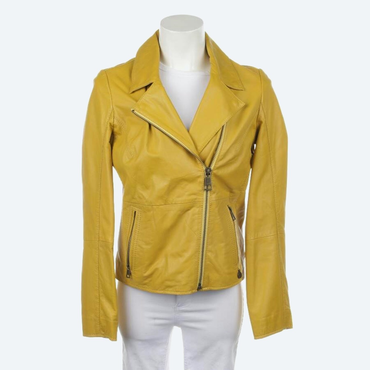 Image 1 of LeatherJacket 38 Pastel Yellow in color Yellow | Vite EnVogue