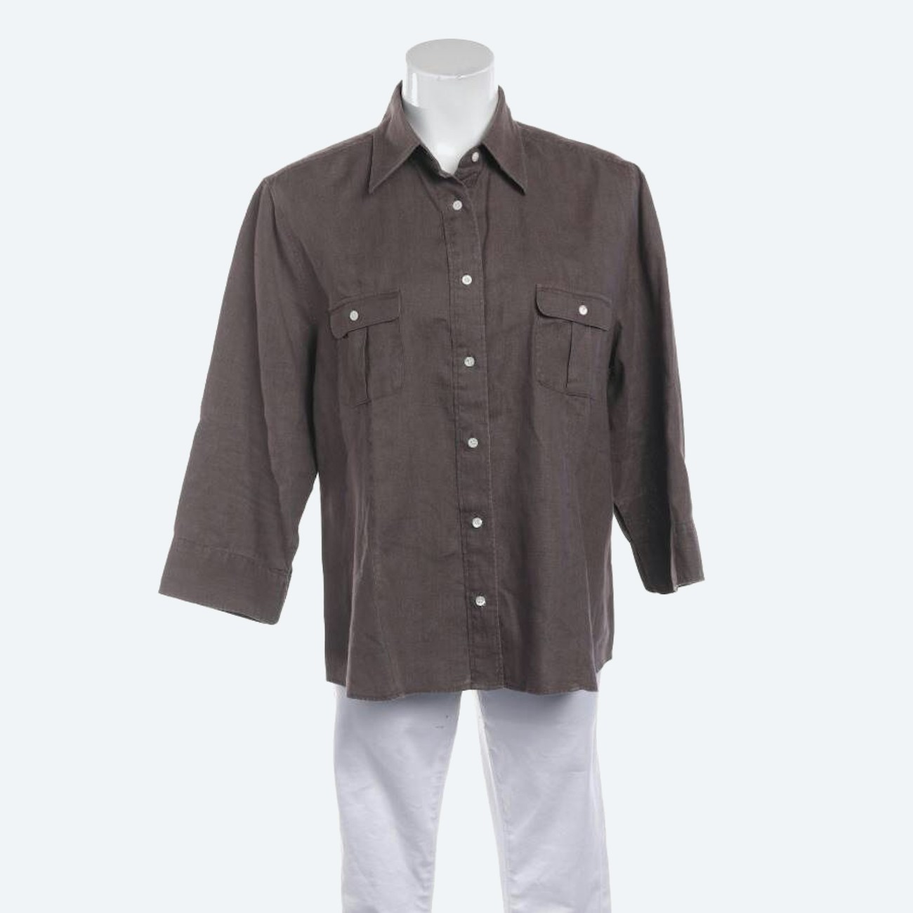 Image 1 of Linen Shirt 44 Dark Brown in color Brown | Vite EnVogue