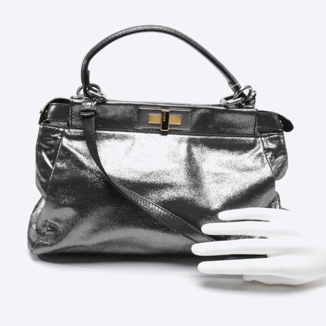 Image 4 of Peek-a-boo Crossbody Bag Silver in color Metallic | Vite EnVogue
