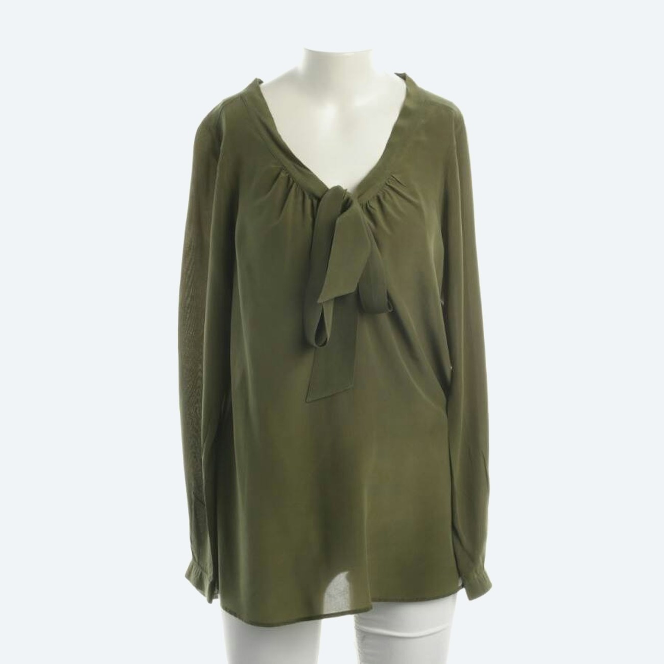 Image 1 of Silk Blouse M Olive Green in color Green | Vite EnVogue