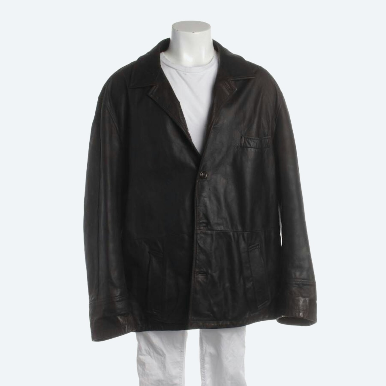 Image 1 of Leather Jacket M Dark Brown in color Brown | Vite EnVogue