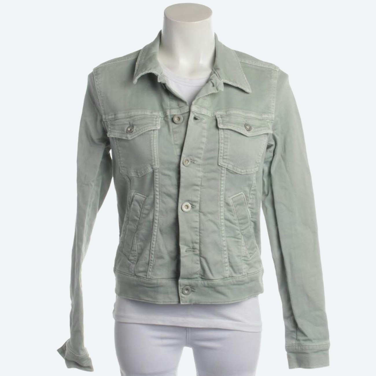 Image 1 of Jeans Jacket S Light Green in color Green | Vite EnVogue