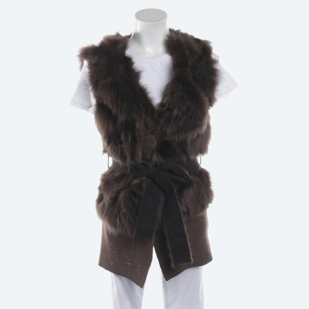 Image 1 of Fur Vest S Dark Brown in color Brown | Vite EnVogue
