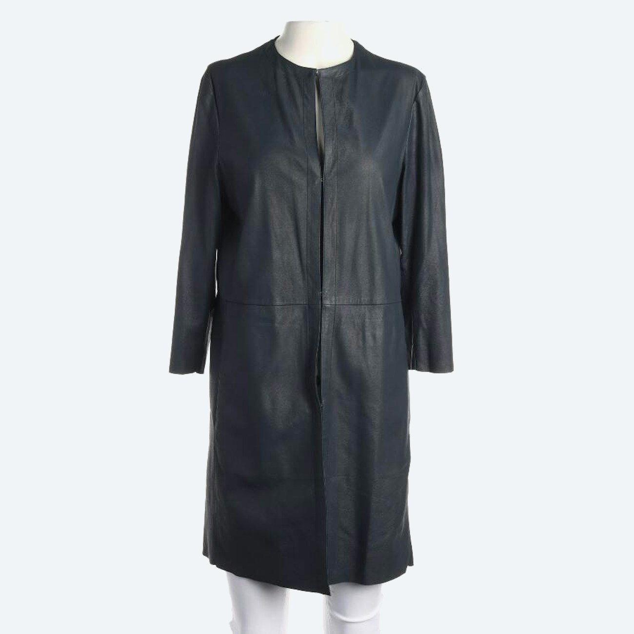 Image 1 of Leather Coat S Navy in color Blue | Vite EnVogue