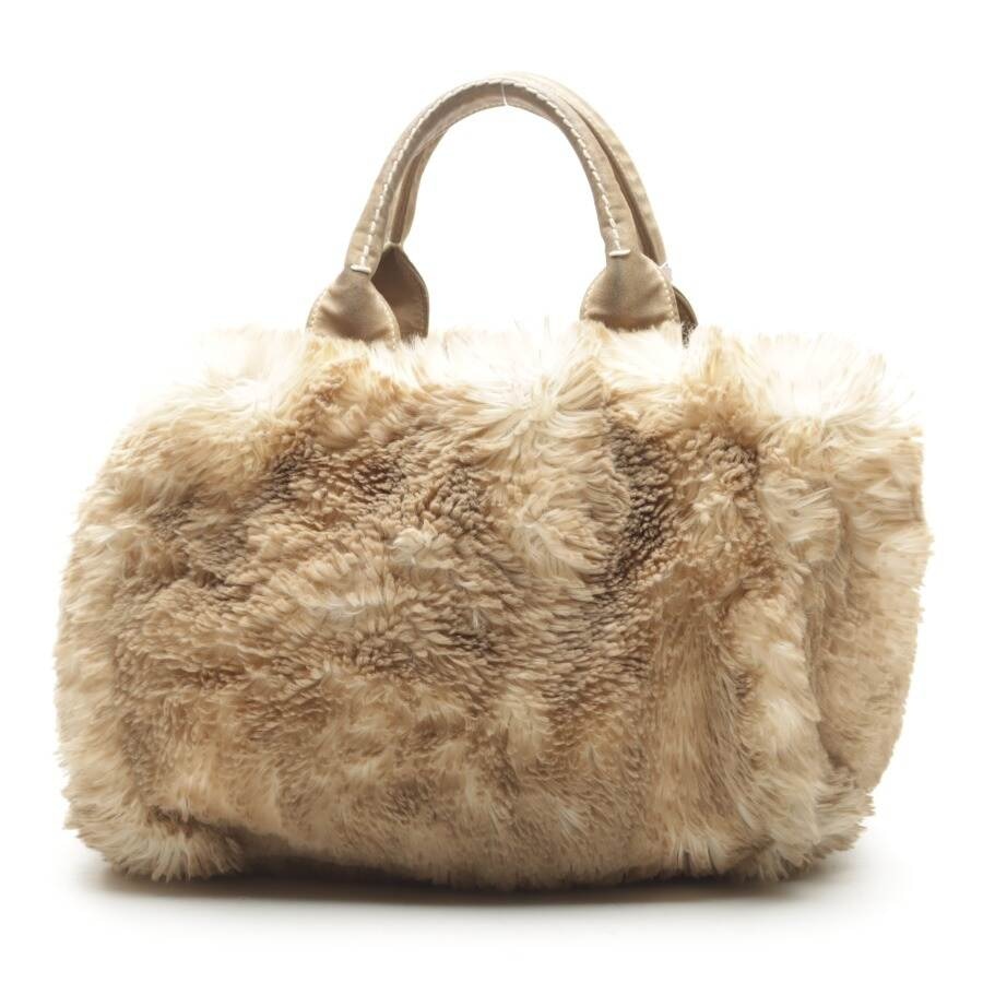 Image 2 of Eco Mongolia Fur Garden Tote Handbag Beige in color White | Vite EnVogue