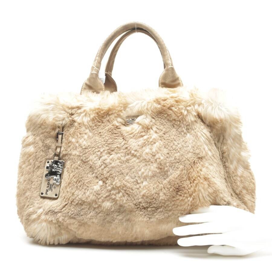 Image 4 of Eco Mongolia Fur Garden Tote Handbag Beige in color White | Vite EnVogue