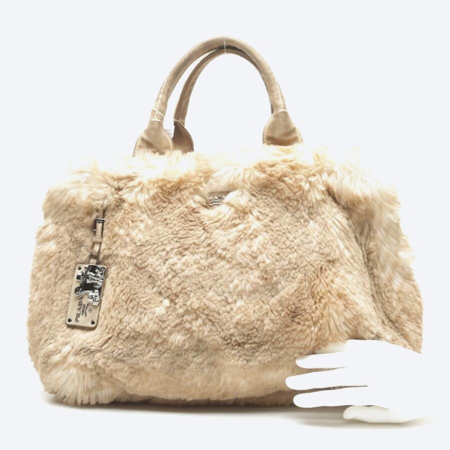 Image 4 of Eco Mongolia Fur Garden Tote Handbag Beige in color White | Vite EnVogue