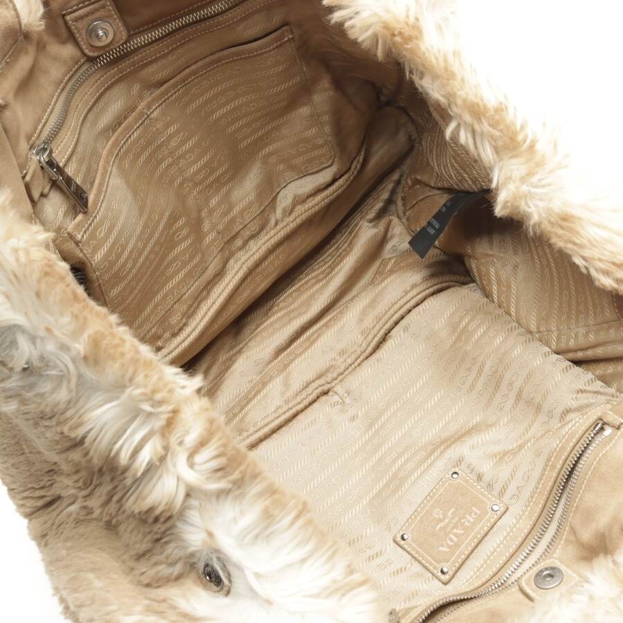 Image 5 of Eco Mongolia Fur Garden Tote Handbag Beige in color White | Vite EnVogue