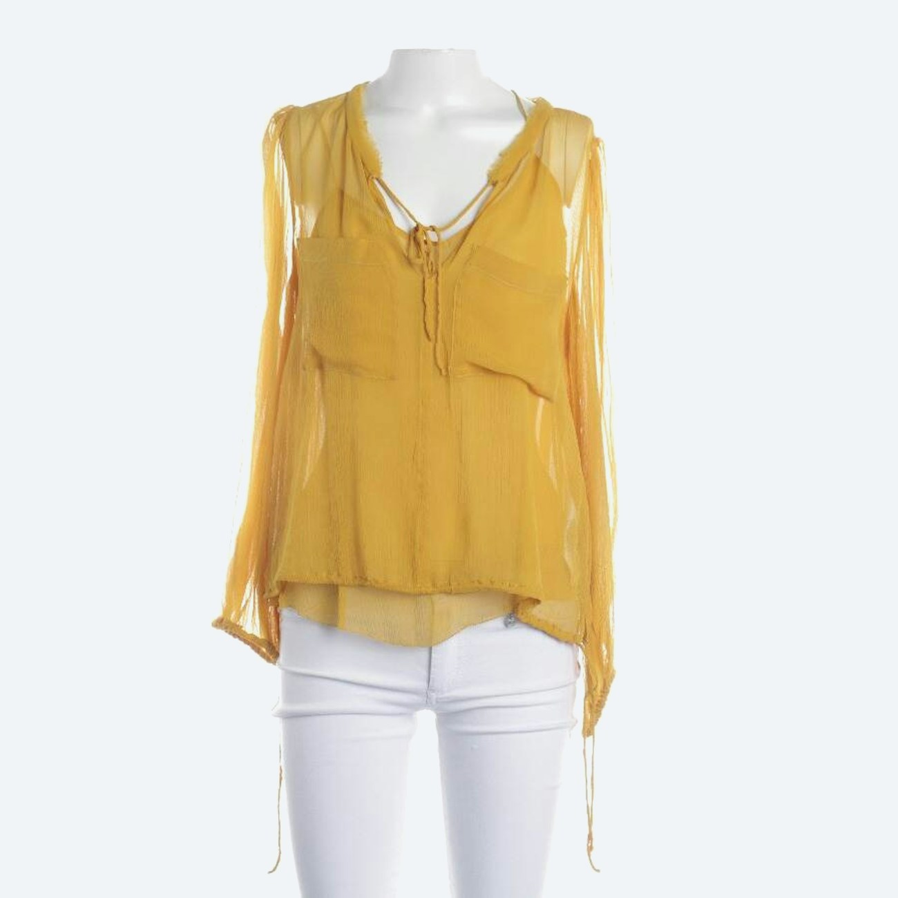 Image 1 of Silk Blouse 36 Mustard Yellow in color Yellow | Vite EnVogue