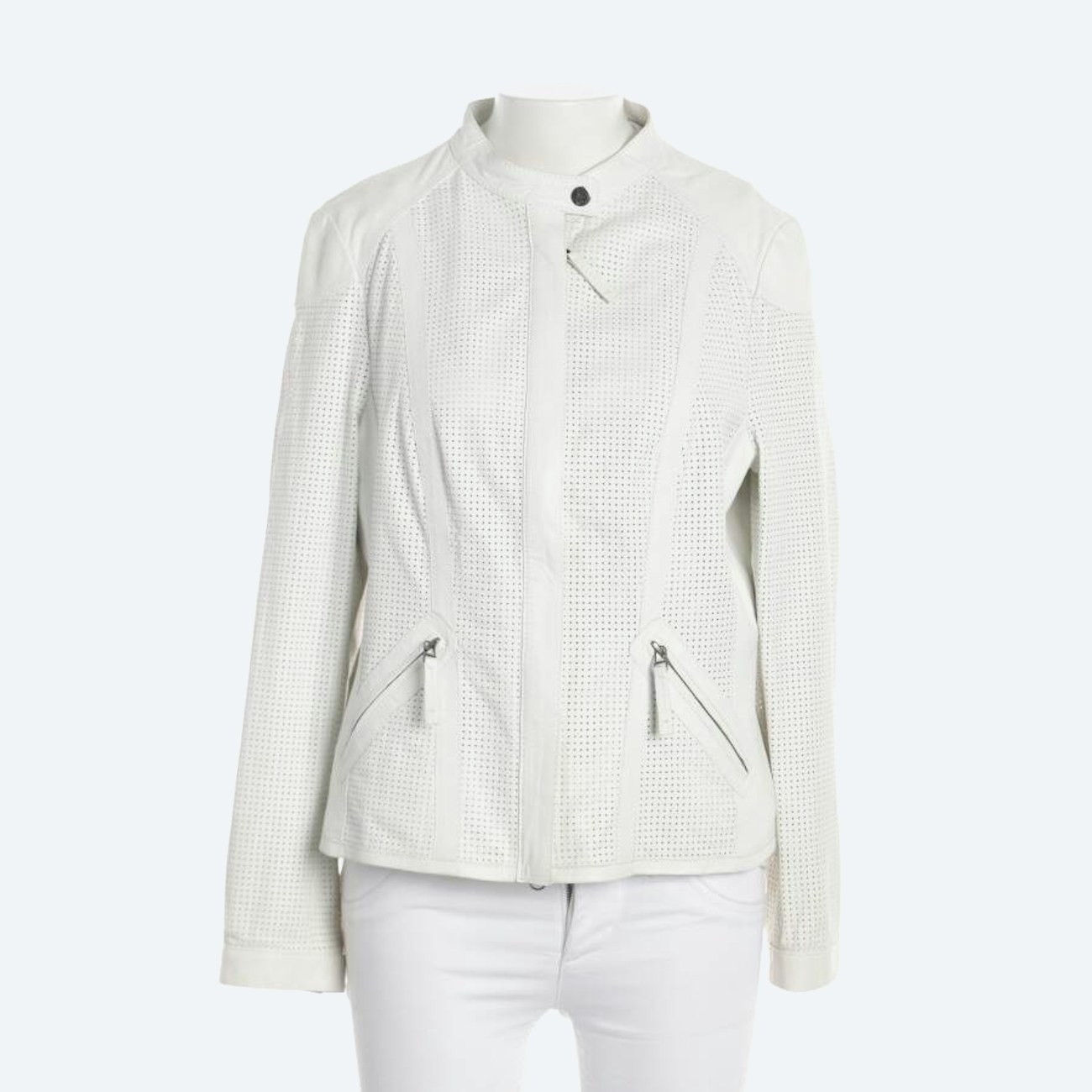 Image 1 of LeatherJacket 42 White in color White | Vite EnVogue