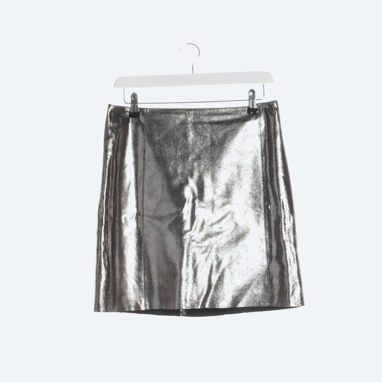 Image 1 of Leather Skirt 36 Silver in color Metallic | Vite EnVogue
