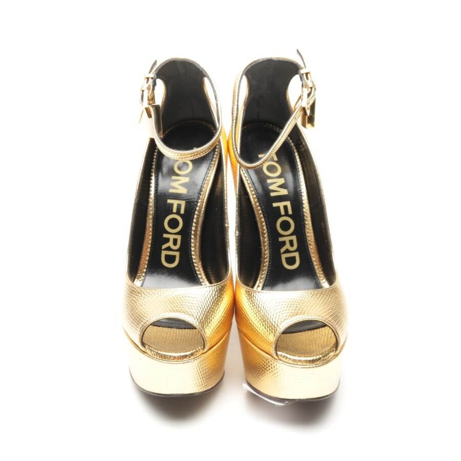 Image 2 of Heeled Sandals EUR 35 Gold in color Metallic | Vite EnVogue