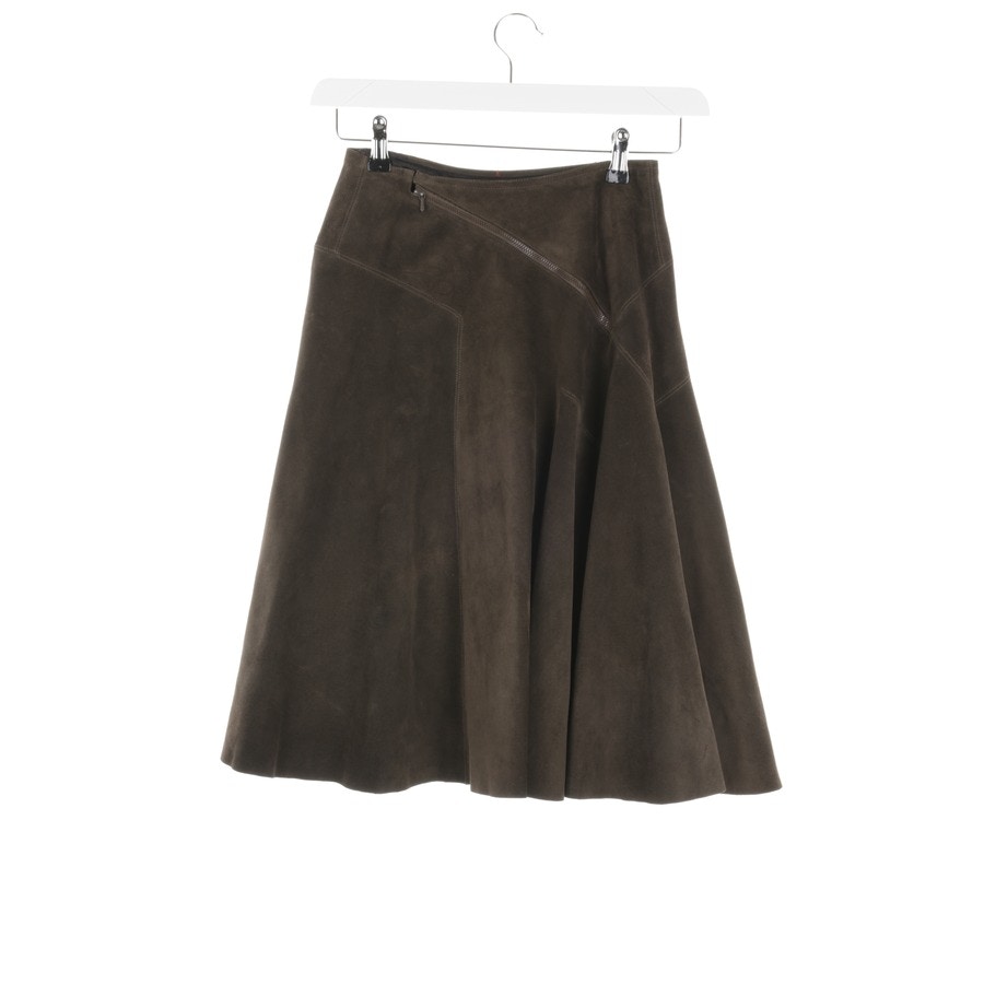 Image 2 of Leather Skirt 34 Olive Green in color Green | Vite EnVogue