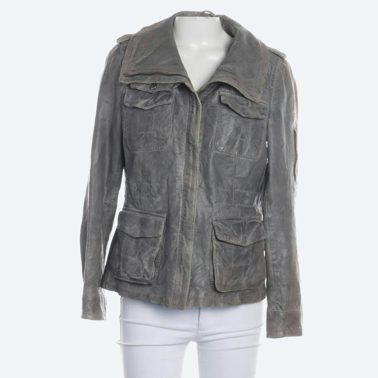 Image 1 of Leather Jacket 38 Gray in color Gray | Vite EnVogue