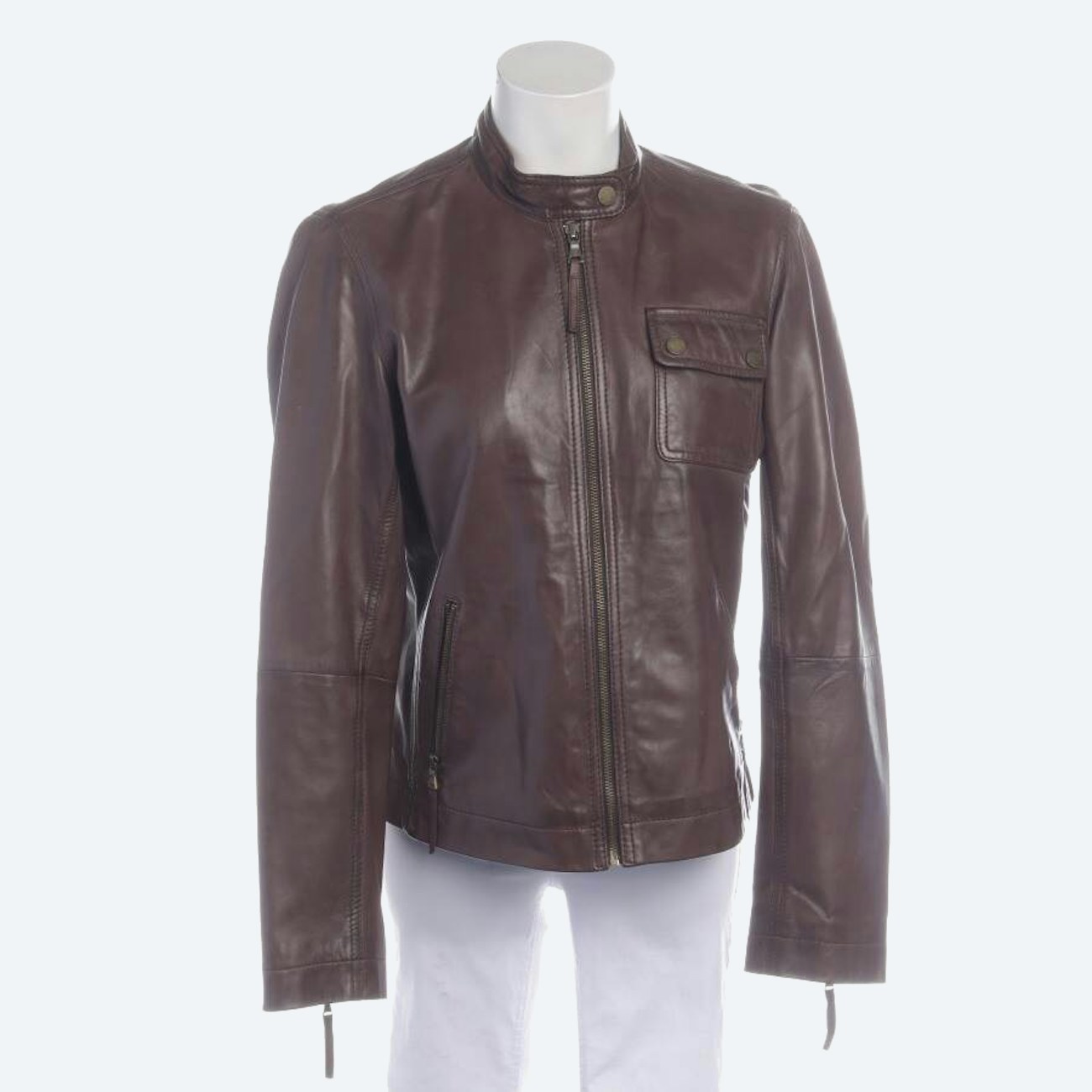 Image 1 of LeatherJacket 42 Dark Brown in color Brown | Vite EnVogue