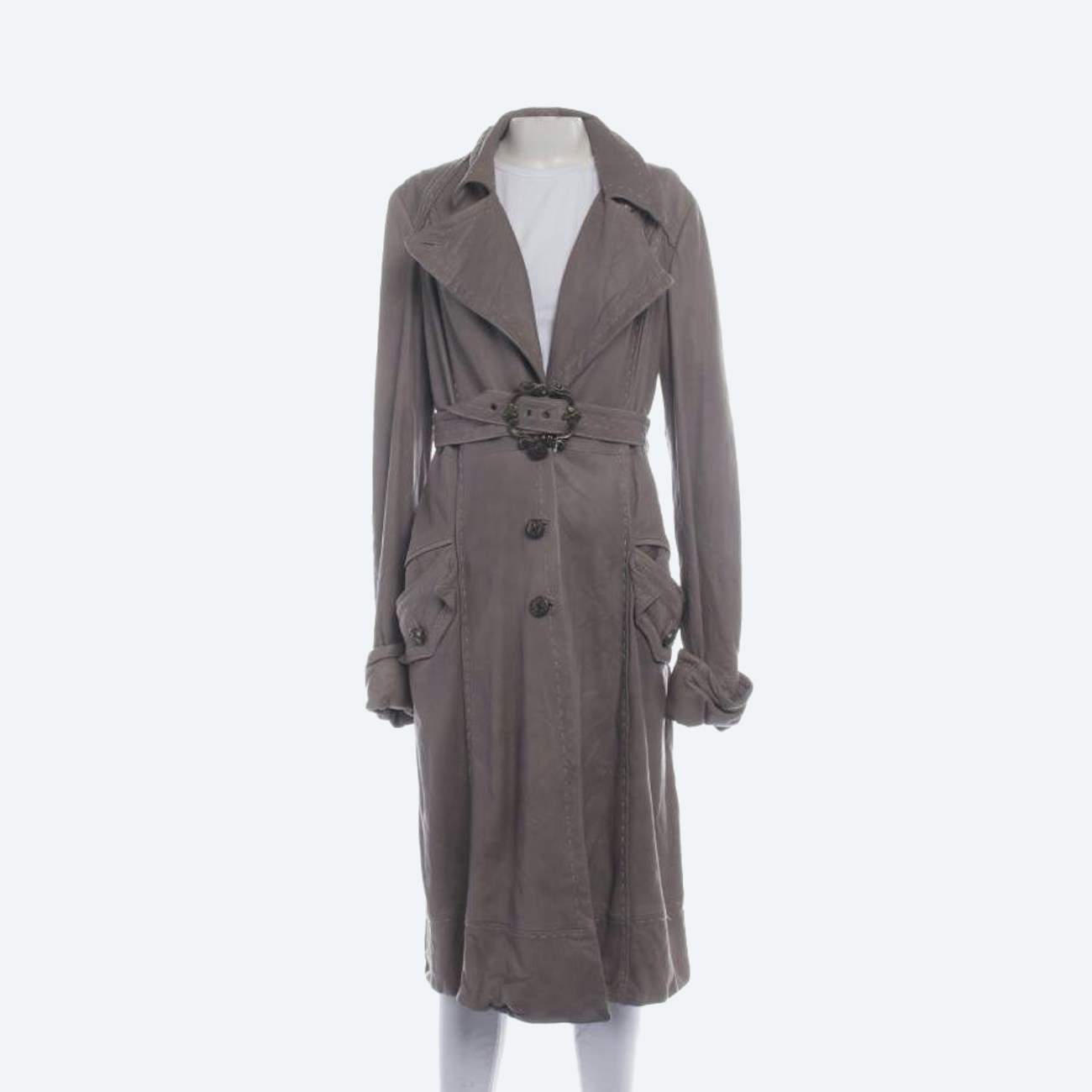 Image 1 of Leather Coat 40 Gray in color Gray | Vite EnVogue
