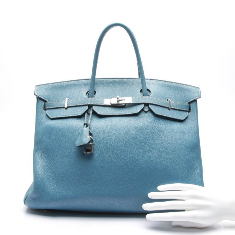 Image 4 of Birkin Bag 40 Handbag Turquoise in color Blue | Vite EnVogue