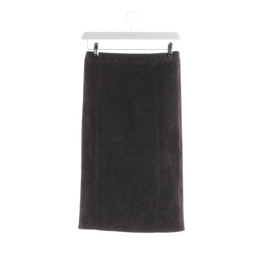 Image 2 of Leather Skirt S Dark Brown in color Brown | Vite EnVogue