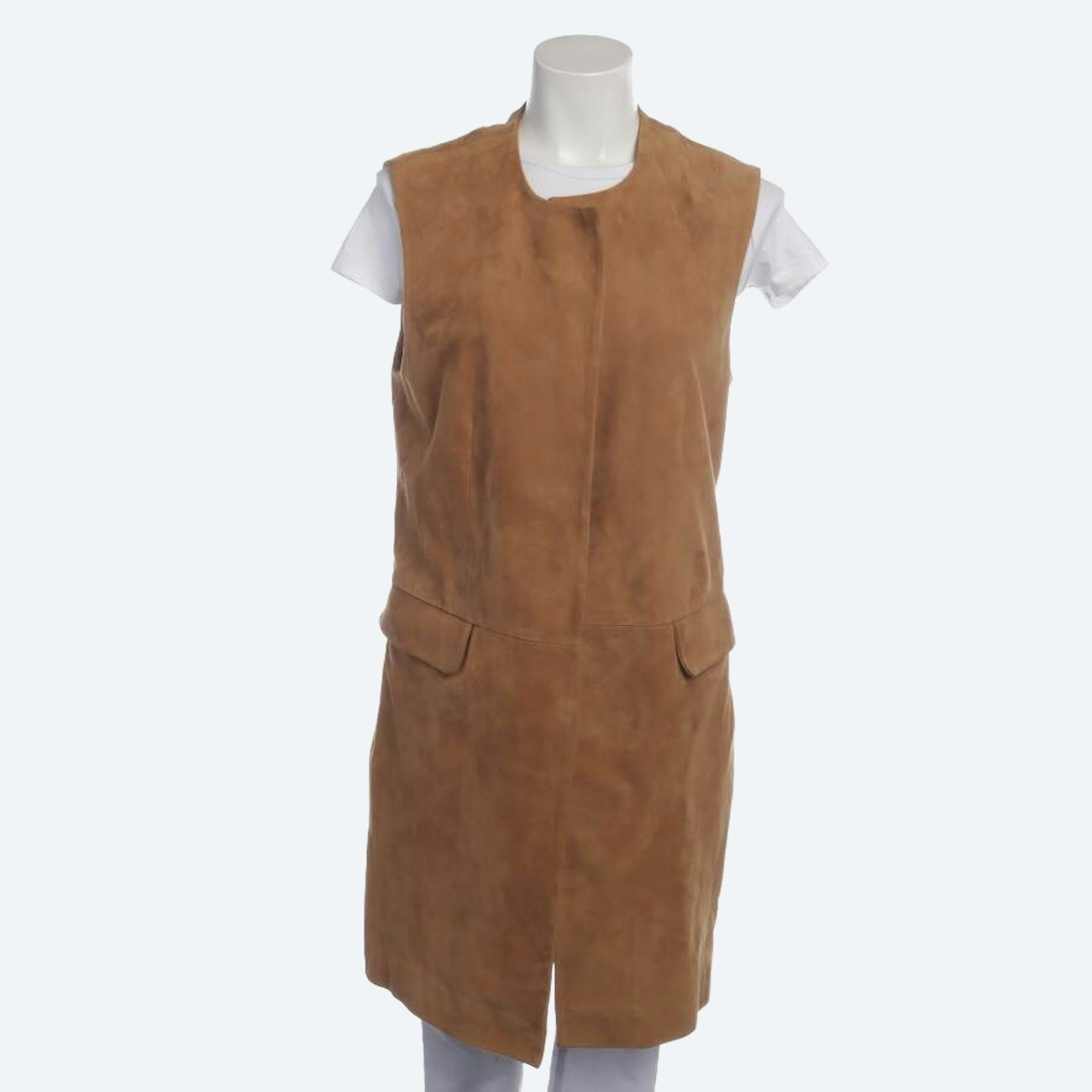 Image 1 of Leather Vest M Light Brown in color Brown | Vite EnVogue