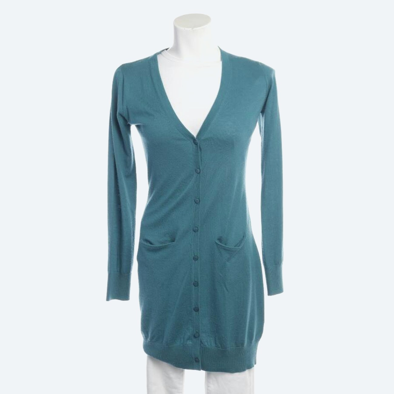 Image 1 of Cashmere Cardigan M Turquoise in color Blue | Vite EnVogue