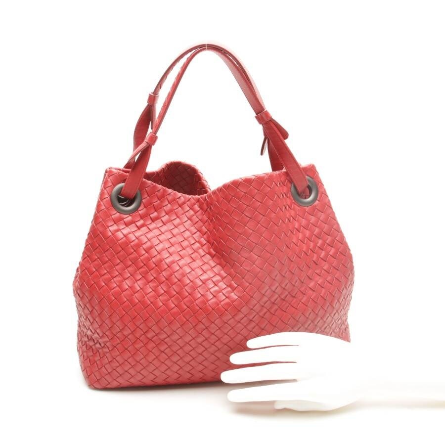 Image 4 of Intrecciato Nappa Veneta Shoulder Bag Red in color Red | Vite EnVogue