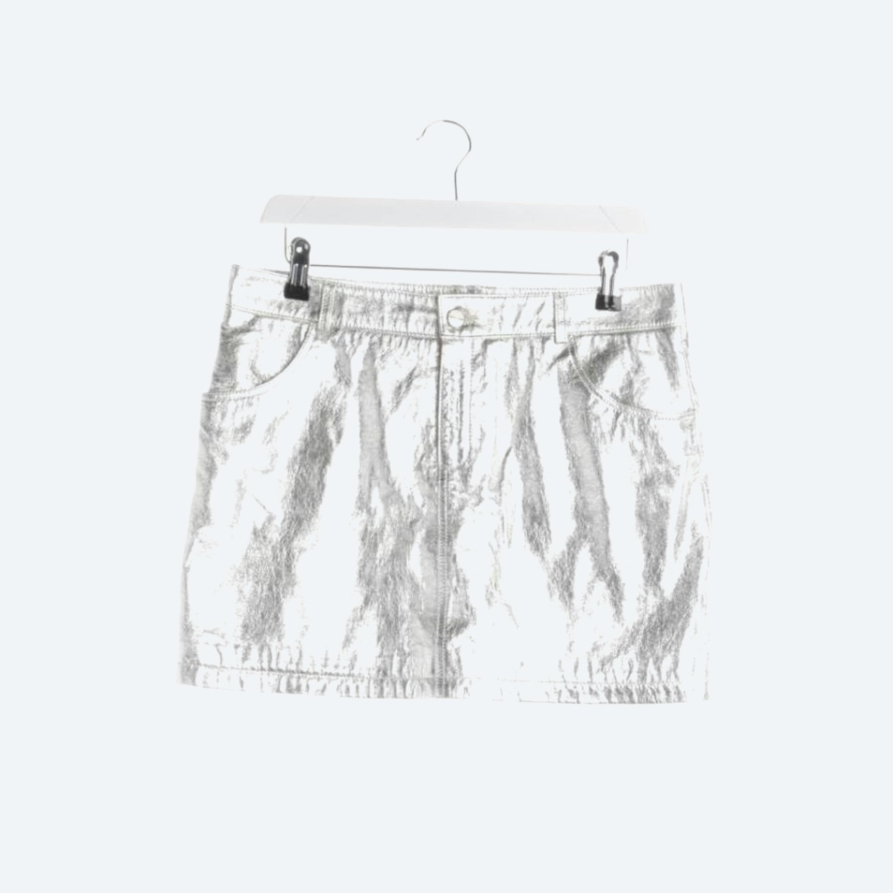 Image 1 of Leather Skirt L Silver in color Metallic | Vite EnVogue