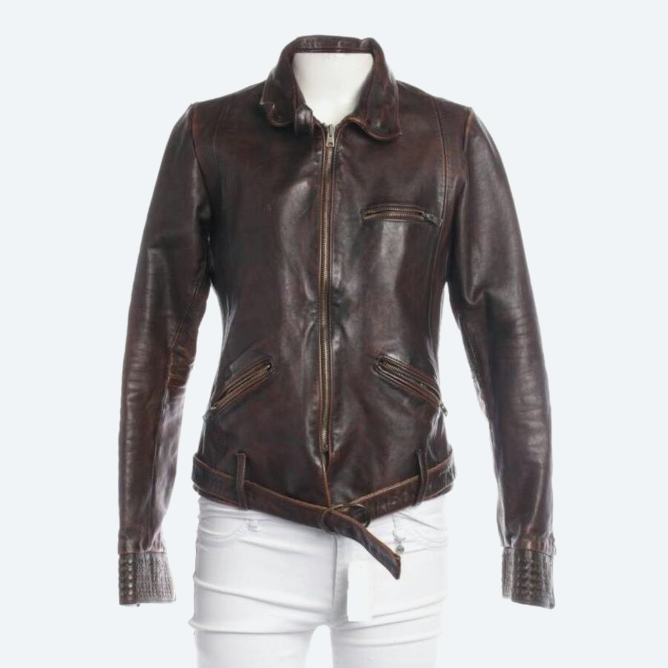 Image 1 of LeatherJacket S Dark Brown in color Brown | Vite EnVogue