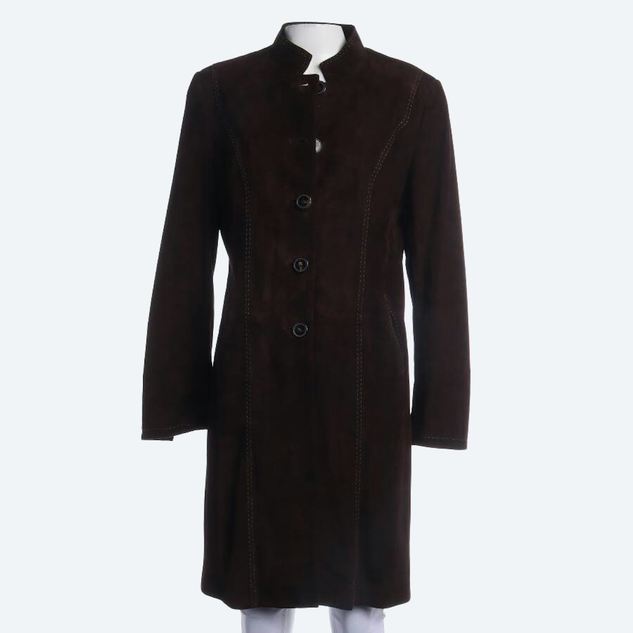 Image 1 of Leather Coat 40 Dark Brown in color Brown | Vite EnVogue