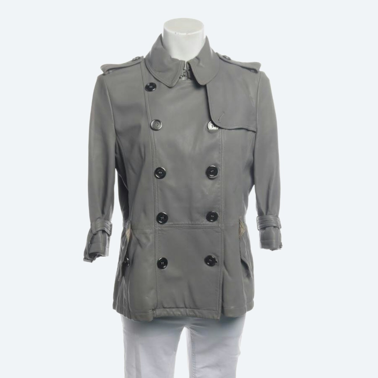 Image 1 of Leather Coat 38 Gray in color Gray | Vite EnVogue