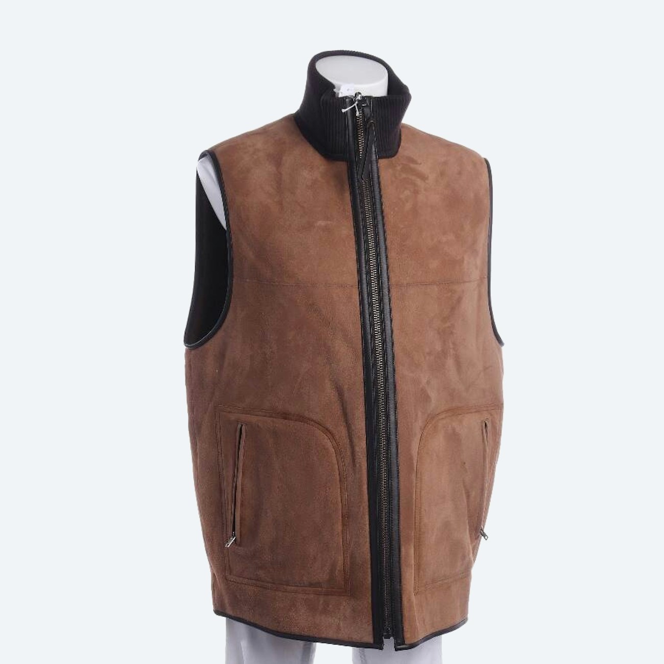 Image 1 of Leather Vest L Brown in color Brown | Vite EnVogue