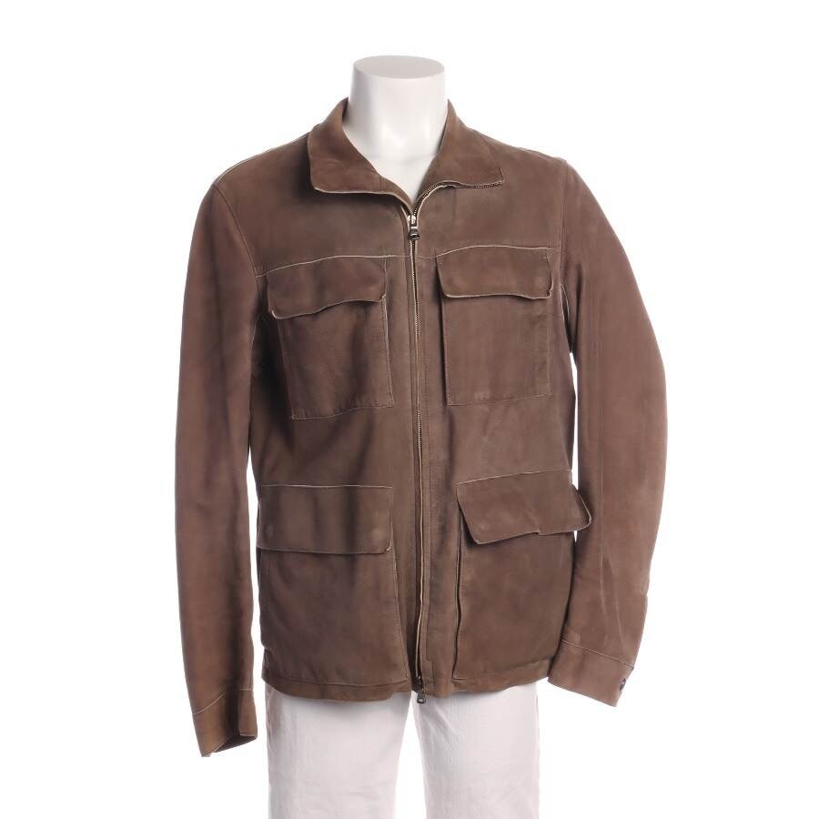 Image 1 of Leather Jacket 50 Dark Brown in color Brown | Vite EnVogue