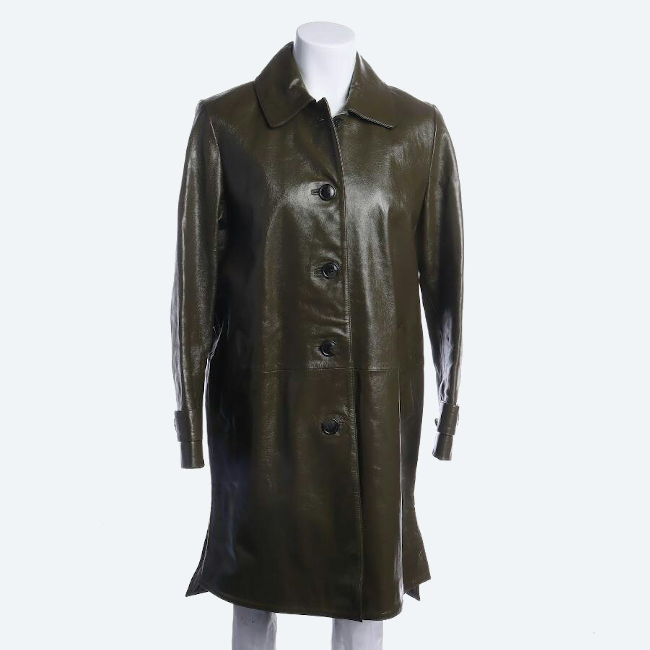 Image 1 of Leather Coat XS Dark Green in color Green | Vite EnVogue